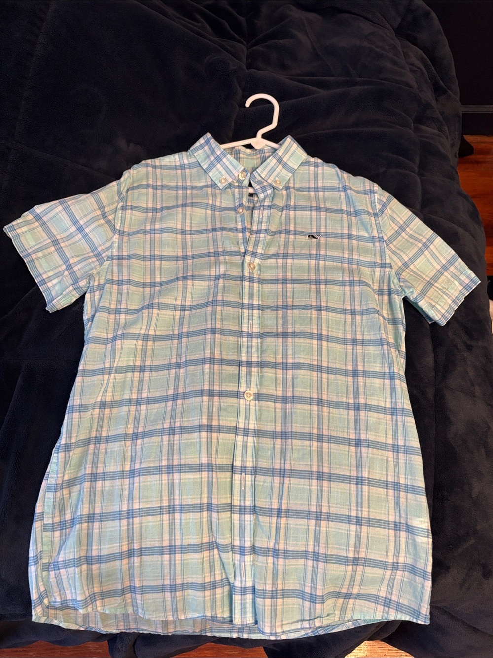 Boy's Vineyard Vines Short-Sleeve Plaid Button-Up Shirt - Light Blue